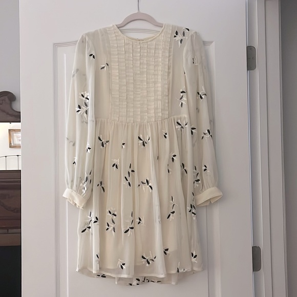 Anthropologie Dresses & Skirts - Anthropologie FEATHER BONE brand Cream Chiffon Floral Dress, Size US 6